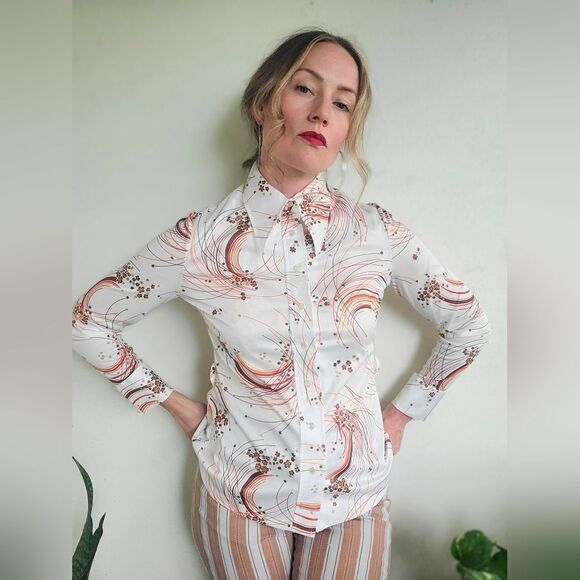 The McJagger Dagger Collar Vintage Button Down S-M - Picture 7 of 10